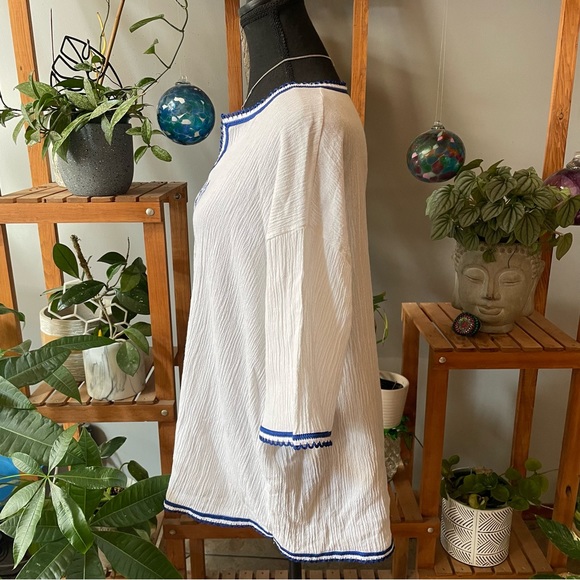 Made in Greece Boho Short Sleeve Cotton Blouse - Picture 4 of 9